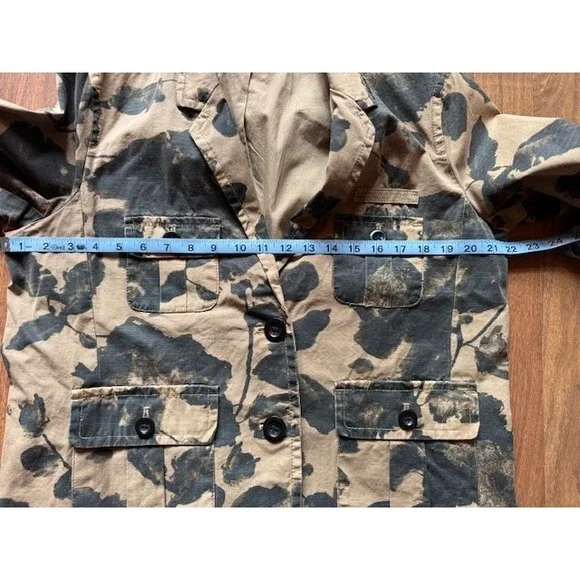 J. CREW Military Jacket Blazer Floral Camo Gorpcore Military Womens LRG Cotton - Picture 6 of 7